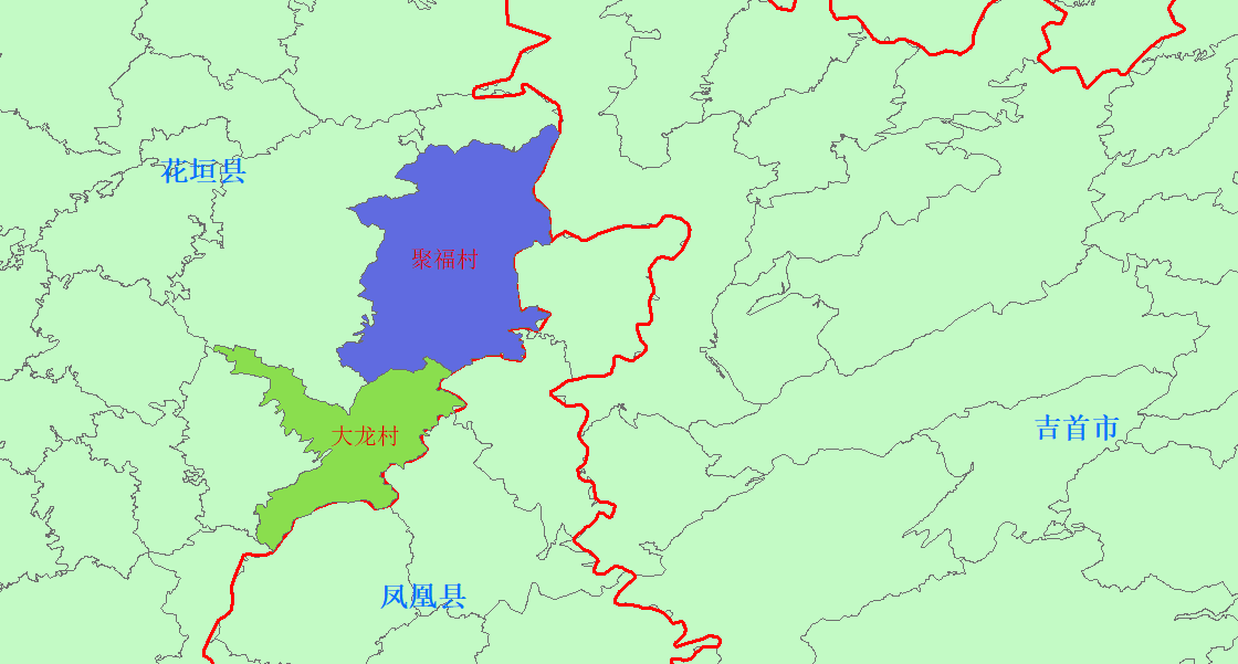 聚福村、大龙村地理位置示意图