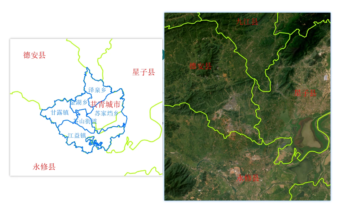 2011年初和2010年初该地区的区划图