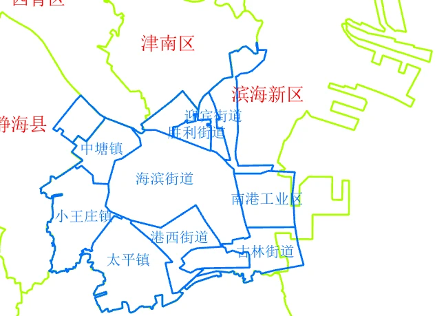 2009年大港区辖区区划图